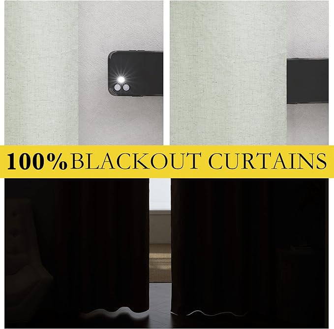 NICETOWN Sage Green Short Kitchen Linen Blackout Curtains 48 inches Length - Image 2