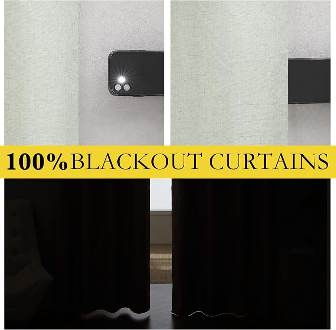 NICETOWN 100% Blackout Linen Curtains - Image 3