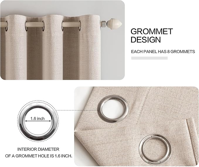 MIULEE Linen Textured Curtains Solid 100% Blackout - Image 4