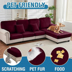 Couch Cover 8-Piece Elastic Velvet Couch Cushion Covers & Chaise Slipcovers - Image 3