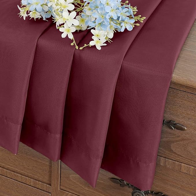 Burgundy Small Sheer Curtains 2 Panels Set, Kitchen Curtains 36 Inch Length - Image 6