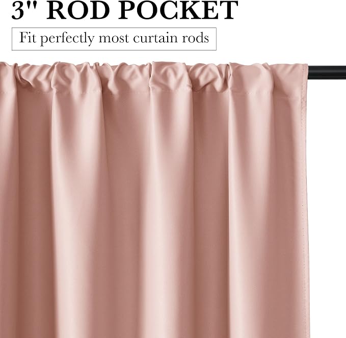 RYB HOME Bedroom Blackout Curtains 72 inches Long, 100% Blackout Thermal - Image 2
