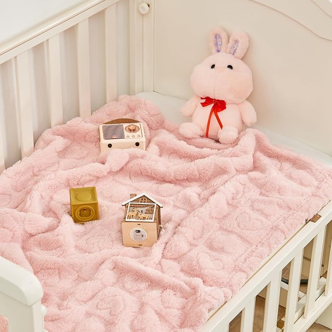 Yurhap Fleece Baby Blanket Heart Checkered Blanket, Ultra Soft Cozy Baby - Image 4