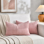 Fancy Homi 2 Packs Blush Pink Lumbar Decorative Throw Pillow Covers 16x28 Inch - Image 5