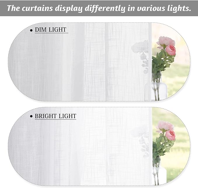 RYB HOME Semi Sheer Curtains 102 inches Long, Back Tab Light Filtering Half - Image 6