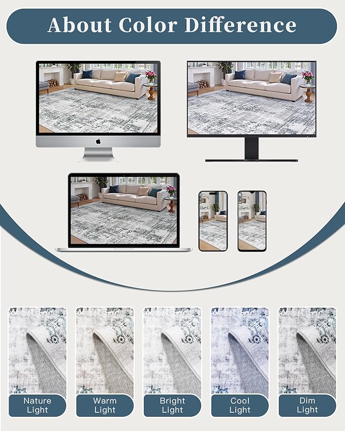 Madane 8x10 Area Rugs for Living Room, Machine Washable Vintage Rug - Image 7