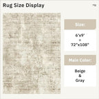 6x9 Abstract Area Rugs for Living Room 6 x 9 Washable Non Slip Low Pile Gray - Image 4