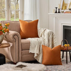 GIGIZAZA Velvet Throw Pillow Covers 24x24 Dark Burnt Orange Pillows Couch - Image 3