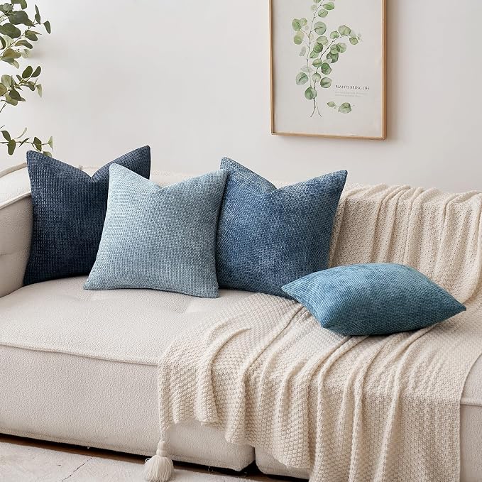MIULEE Pack of 2 Couch Throw Pillow Covers 20x20 Inch Coastal Smoke Blue Modern - Image 3