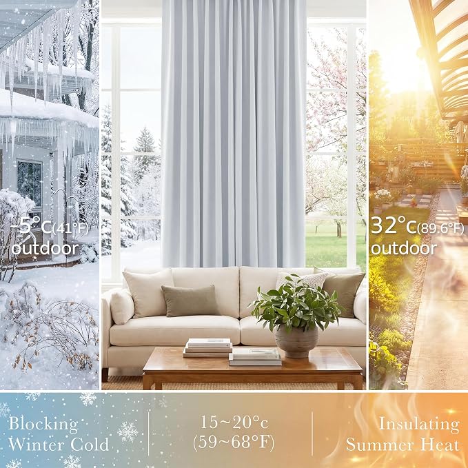 PONY DANCE 60% Light Blocking Curtains 95 inch Long, Room Darkening Curtains - Image 4