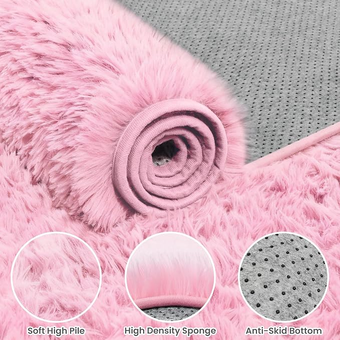 6x9 Area Rugs for Living Room Rug: Soft Fluffy Shag Light Pink Rugs for Bedroom - Image 6