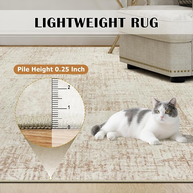 6x9 Area Rugs for Living Room Washable Rug: Anti-Skid Abstract Modern Living - Image 7