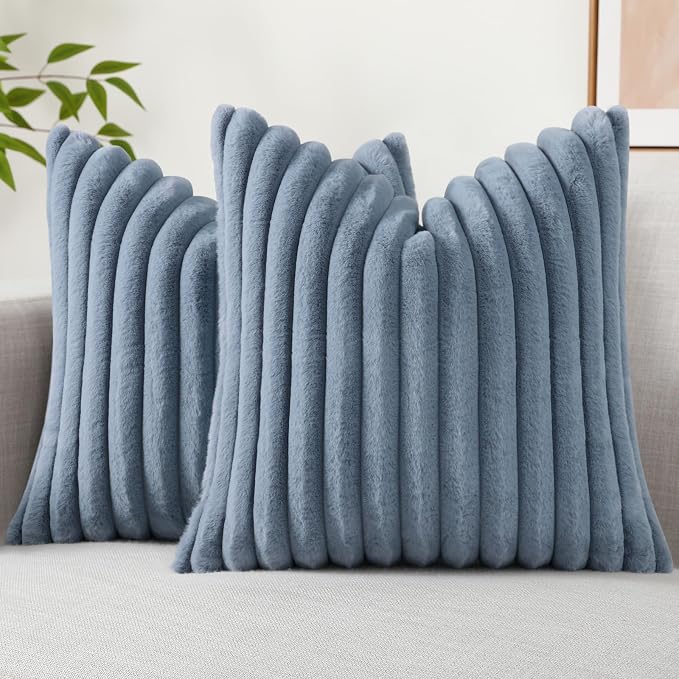 decorUhome Cozy Faux Fur Throw Pillow Covers 24x24 Set of 2 Decorative Soft by decorUhome