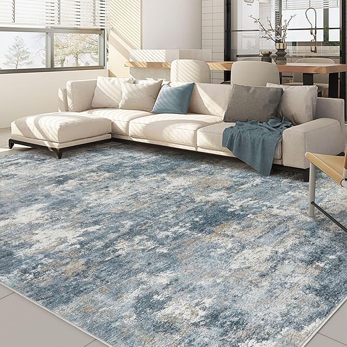 Nakagishi 10x14 Area Rugs Living Room: Washable Abstract Large Neutral Soft Rug by NakagishiAreaRug