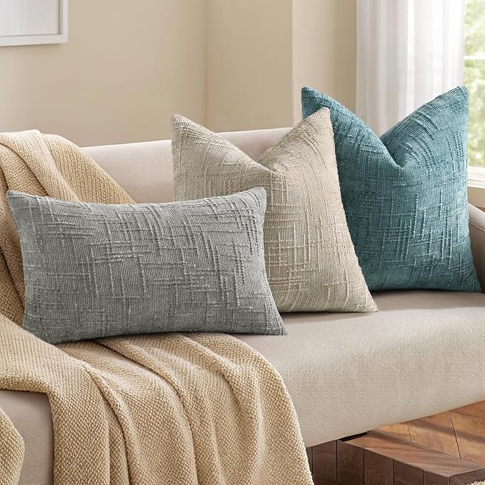 decorUhome Light Brown Chenille Euro Sham Throw Pillow Covers 26x26 Set of 2 - Image 5