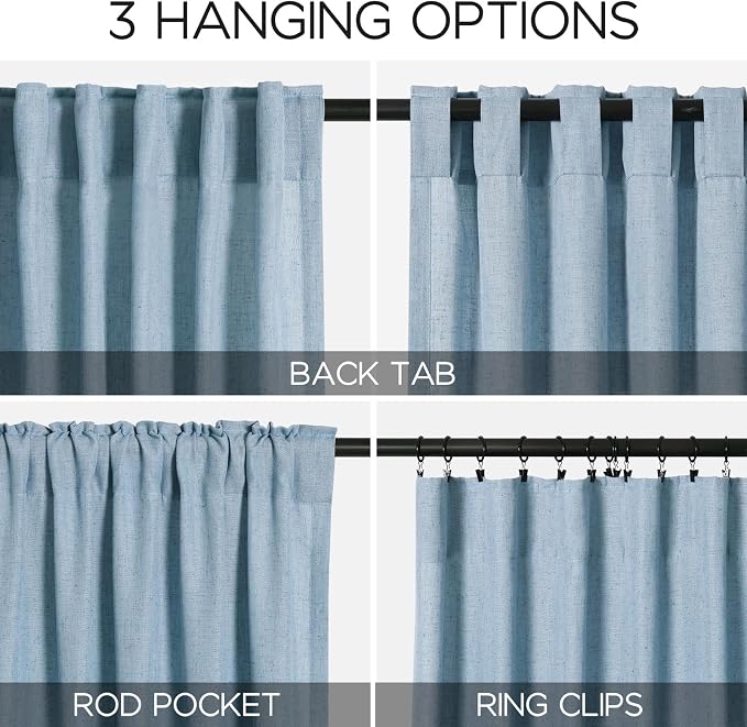 Nanspring Blue Curtains 132 Inches Long 2 Panels - Image 3