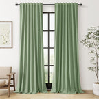 Guken 100% Blackout Linen Curtains 102 Inch Length 2 Panels Set by Guken