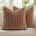 decorUhome Cozy Faux Fur Throw Pillow Covers 24x24 Set of 2 Decorative Soft by decorUhome