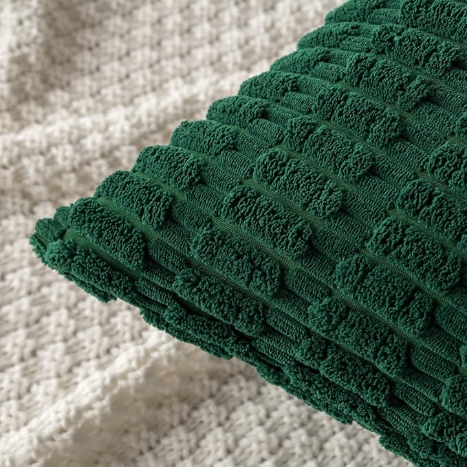 MIULEE Pack of 2 Dark Green Corduroy Decorative Pillow Covers 18x18 Inch Soft - Image 4
