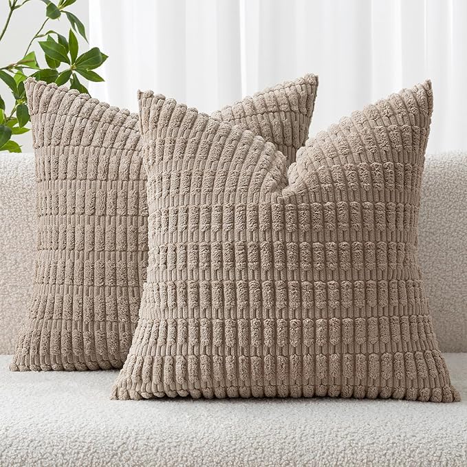 MIULEE Pack of 2 Corduroy Decorative Euro Sham Throw Pillow Covers 26x26 Inch by MIULEE