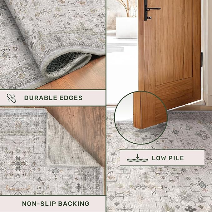 Light Grey 2x6 Boho Bathroom Runner Rug - Image 5