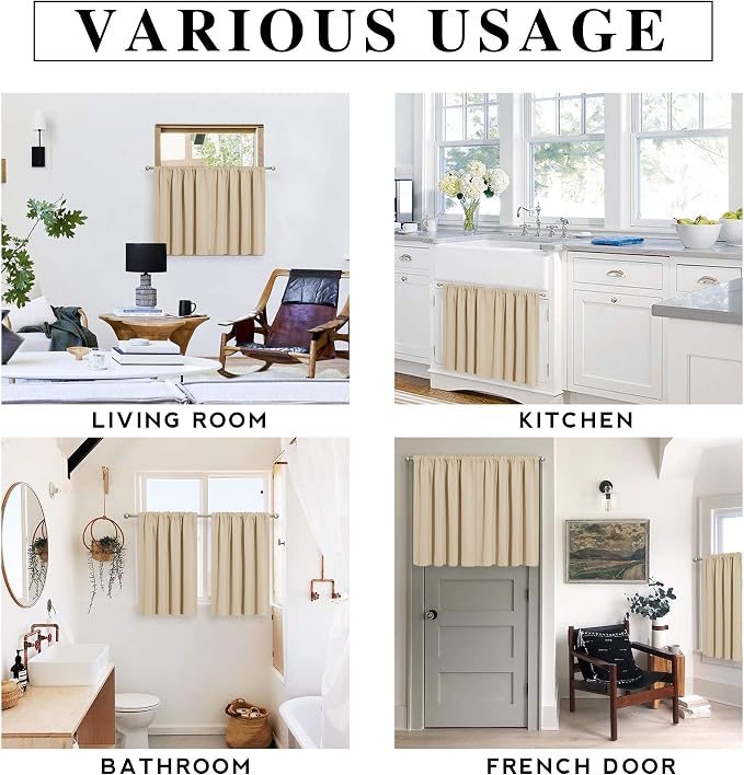 RYB HOME Short Curtains for Bedroom, Room Darkening Insulated Summer Heat Light - Image 8