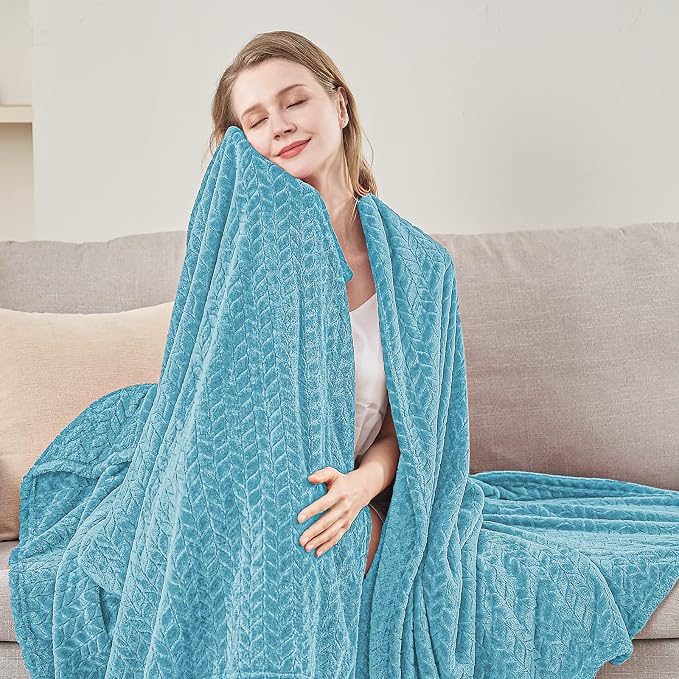 inhand Blue Fleece Twin Blanket, Super Soft Flannel Cozy Blankets - Image 5