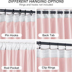 RYB HOME Pink Velvet Curtains 84 inches, Back Tab Soft Fabric Room Darkening - Image 8
