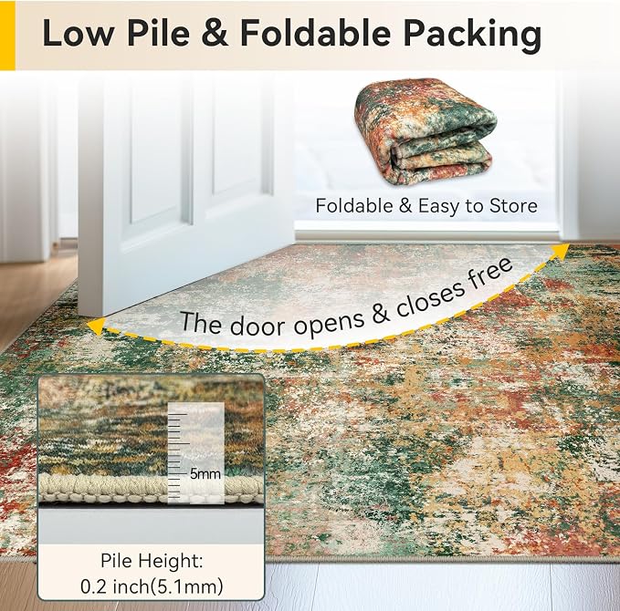 Washable Area Rugs 8'x10' Non-Slip Modern Abstract Soft - Image 6