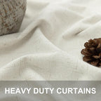 Short Blackout Curtains for Bedroom 45 Inch Length 2 Panels Faux Linen Cream - Image 3