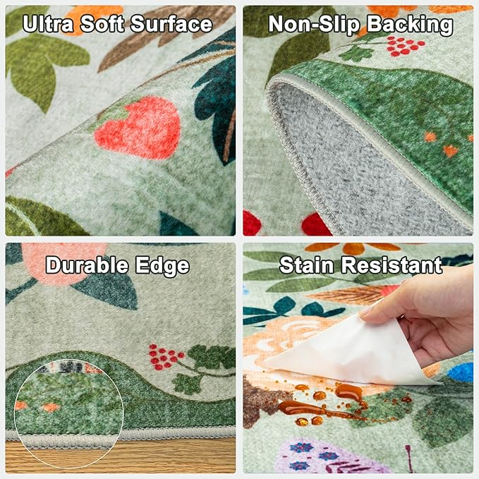 6x9 Area Rugs for Living Room: Floral Washable Rug Vintage Large Soft Boho - Image 7