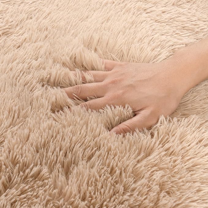 Camel Rugs for Bedroom, Soft Shaggy Modern Shag 4x6 Area Rug for Living Room - Image 4