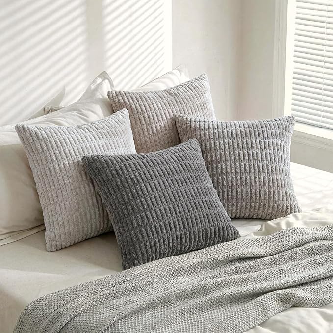 Fancy Homi Set of 4 Grey and White Boho Decorative Throw Pillow Covers 28x28 - Image 8