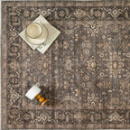 8x8 Washable Round Rug for Living Room Bedroom Vintage Brown Non Slip Carpet - Image 7