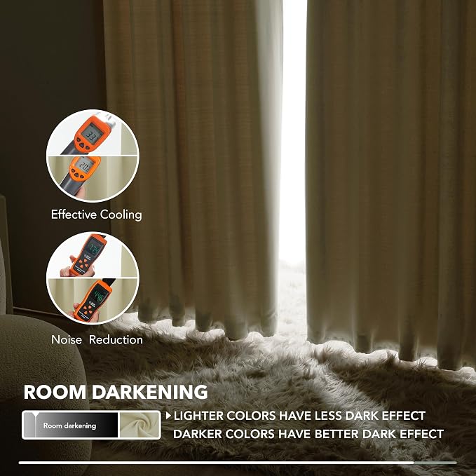 Deconovo Blackout Curtains, Thermal Insulated, W52 x L84 2 Panels, Back Tab - Image 7