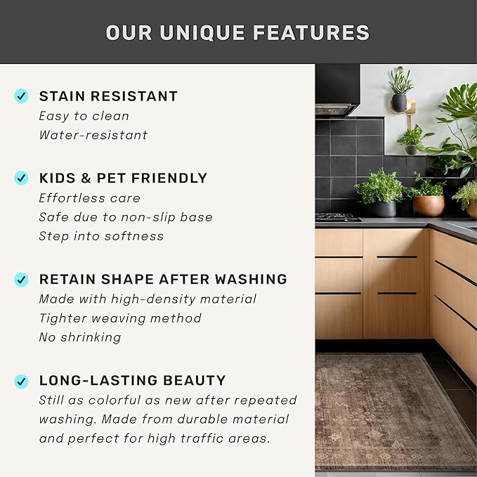 Brown Washable Long Runners for Hallways, 2x10 Wide Kitchen Runner Rug - Image 7
