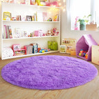 4'x4' Purple Round Rug for Bedroom, Ultra Soft Fluffy Circle Rug for Kids Girls - Image 7