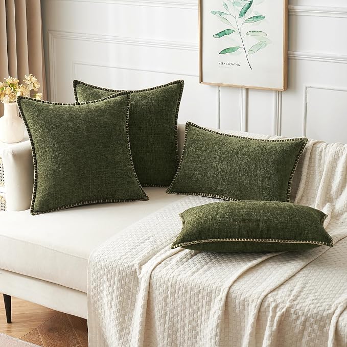 MIULEE Pack of 2 Couch Throw Pillow Covers 12x20 Inch Olive Green Farmhouse - Image 5