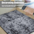 Shag Area Rug for Bedroom 5x8, Tie-Dyed Black Fluffy Area Rugs for Living Room - Image 6