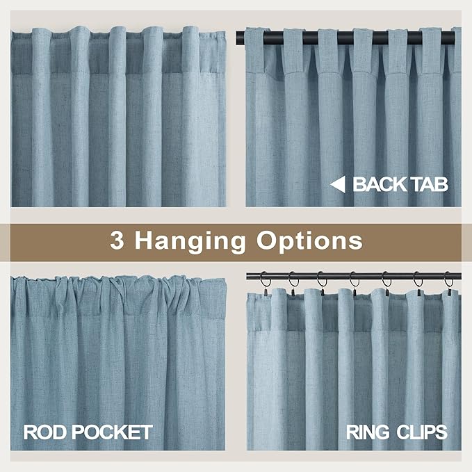 Pitalk 102 Length Curtains for Living Room Dinning 2 Panels Back Tab Pocket - Image 5