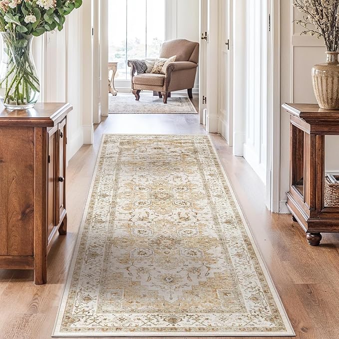 AMADA HOMEFURNISHING 2'6"x10' Washable Area Rug, Low-Profile Entryway Rug - Image 7