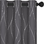 Deconovo Short Curtains Grey, Thermal Insulated Soundproof Drapes, Wave Dots by Deconovo