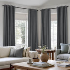 Guken Blazer Grey 100% Blackout Linen Curtains 120 Inch Length 2 Panels Set - Image 8