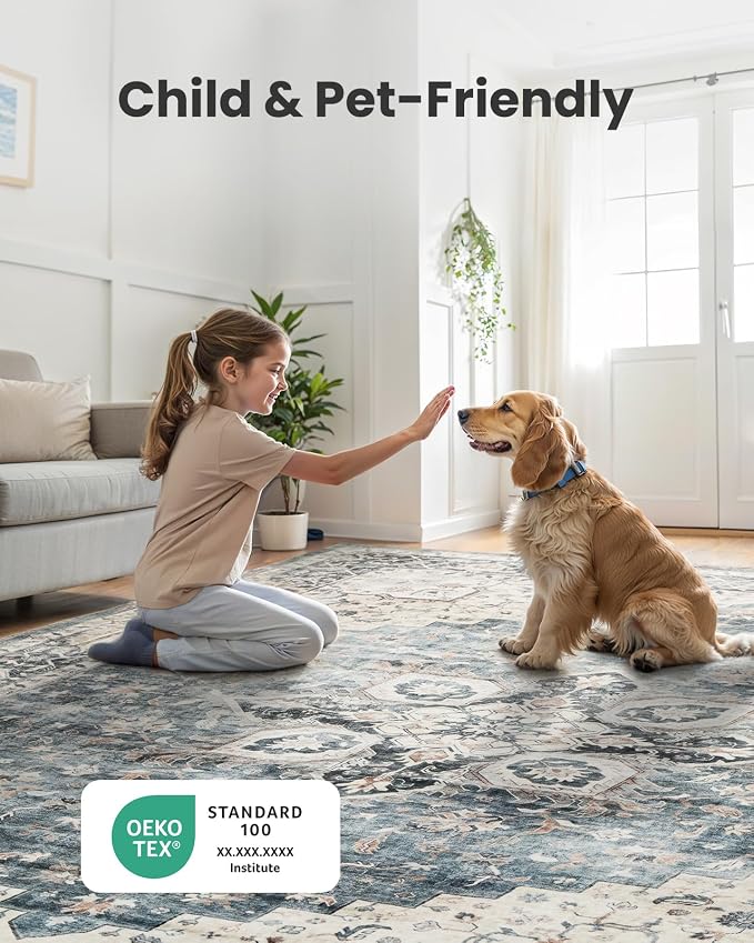 AMADA HOMEFURNISHING 2x5 Washable Runner Rug, Low-Profile Kitchen Rugs - Image 2