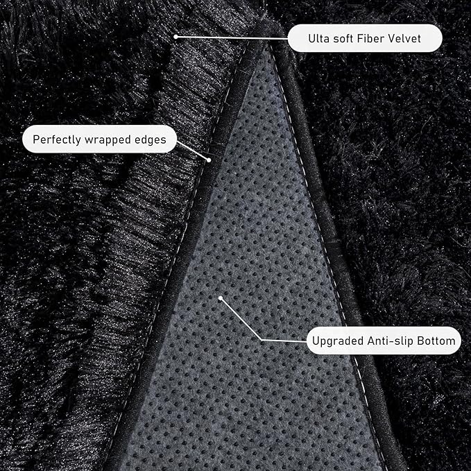 8x10 Area Rugs for Living Room, Ultra Soft Large Shag Black Bedroom Rug Upgrade - Image 5