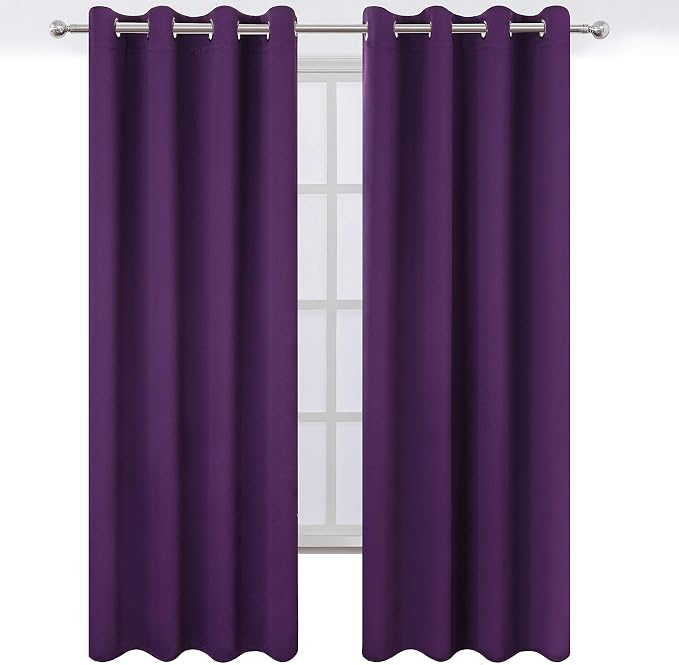 LEMOMO Blackout Curtains 66 x 84 inch/Purple Curtains Set of 2 Panels/Thermal - Image 2
