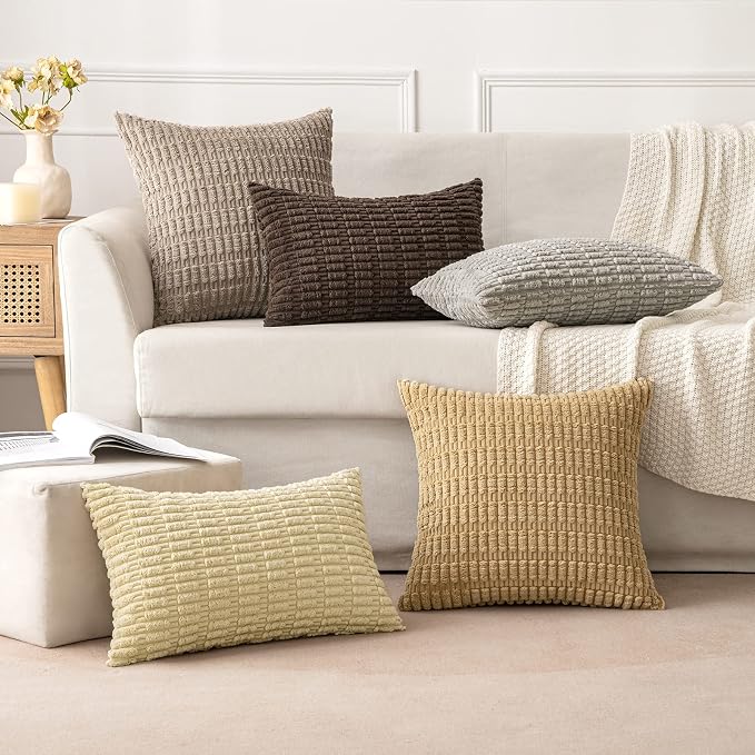 MIULEE Pack of 2 Corduroy Decorative Euro Sham Throw Pillow Covers 24x24 Inch - Image 5