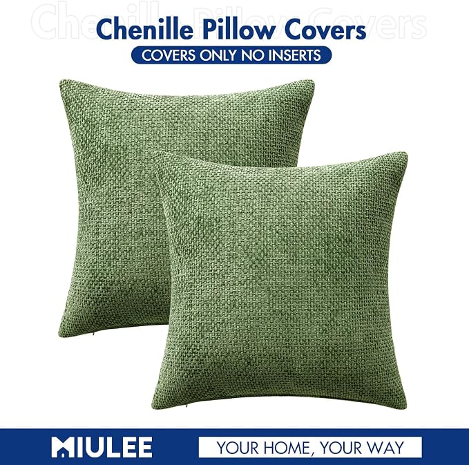 MIULEE Pack of 2 Couch Throw Pillow Covers 20x20 Inch Sage Green Modern Boho - Image 7