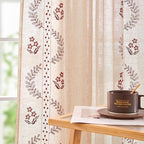 jinchan Belrose Linen Curtains for Bedroom Floral Curtains 96 Inch Length Linen by JINCHAN