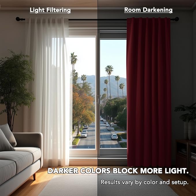 Deconovo Blackout Curtains, Thermal Insulated, W70 x L84 2 Panels, Back Tab - Image 3